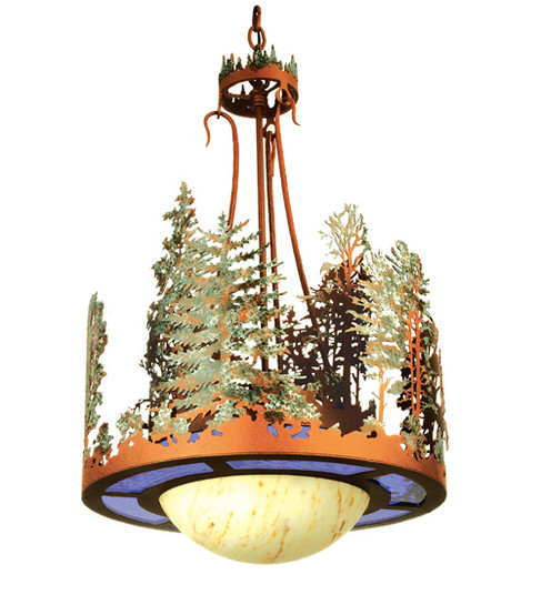 Pine Lake Three Light Pendant in Rust W/ Green Trees (57|241414)