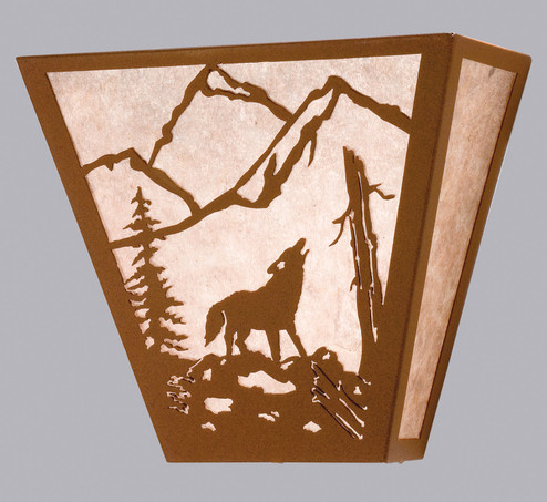 Northwoods Wolf On The Loose Two Light Wall Sconce in Rust (57|23948)