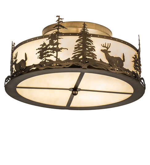 Deer At Dusk Four Light Semi-Flushmount in Antique Copper (57|239334)