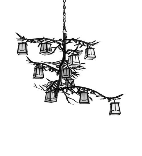 Pine Branch Ten Light Chandelier in Textured Black (57|235583)