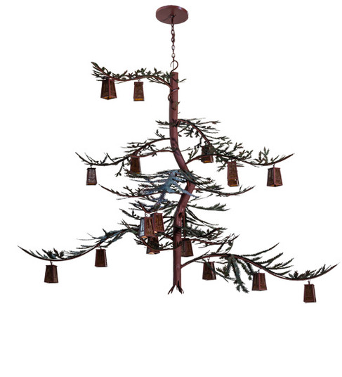 Pine Branch 18 Light Chandelier in Rust And Green Trees (57|233599)