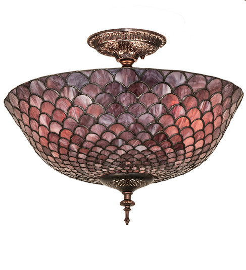 Tiffany Fishscale Three Light Flushmount in Mahogany Bronze (57|23310)