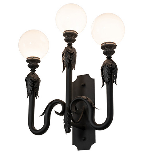Strasbourg Three Light Wall Sconce in Fine Textured Black (57|233089)