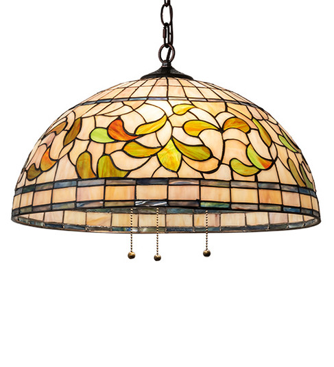 Tiffany Turning Leaf Three Light Pendant in Mahogany Bronze (57|232183)