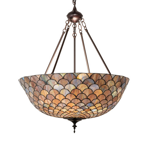 Tiffany Fishscale Three Light Pendant in Mahogany Bronze (57|230828)