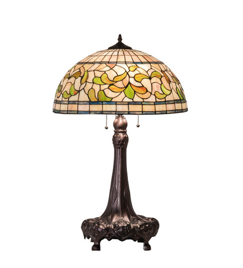 Tiffany Turning Leaf Three Light Table Lamp in Mahogany Bronze (57|230449)