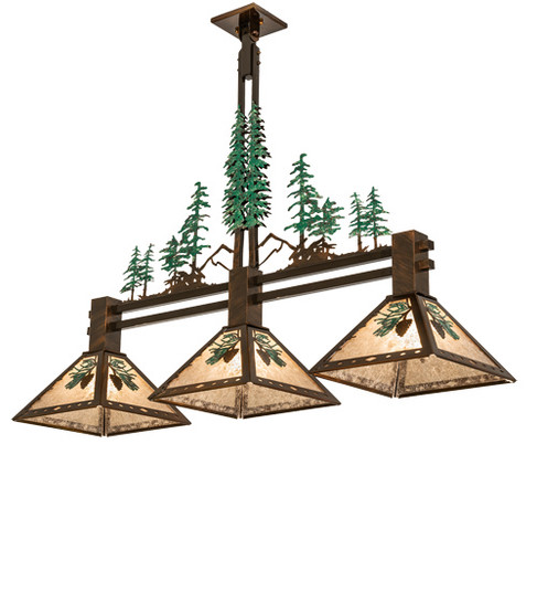 Winter Pine Three Light Island Pendant in Vintage Copper With Green Trees (57|229400)