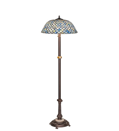 Tiffany Fishscale Three Light Floor Lamp in Mahogany Bronze (57|229070)