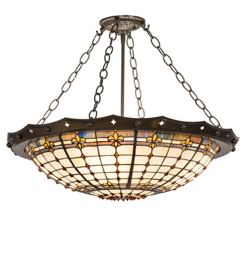 Fleur-De-Lite Four Light Semi-Flushmount in Timeless Bronze And Antique Copper (57|227120)