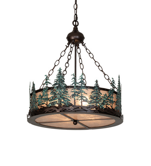 Tall Pines Four Light Pendant in Mahogany Bronze/Green Trees (57|226960)