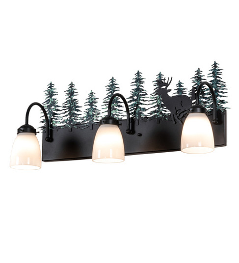 Deer Three Light Vanity in Textured Black/Green Trees (57|226178)