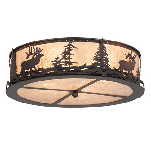 Elk At Dusk Four Light Flushmount in Wrought Iron On Rust (57|225429)
