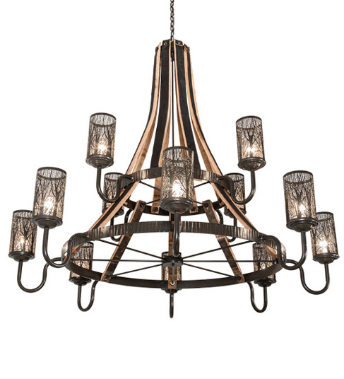 Barrel Stave 12 Light Chandelier in Timeless Bronze And Charred Wood (57|219854)