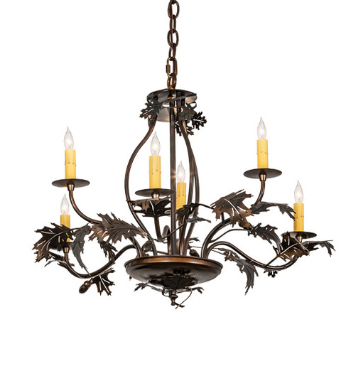 Oak Leaf & Acorn Six Light Chandelier in Dark Burnished Antique Copper (57|218893)
