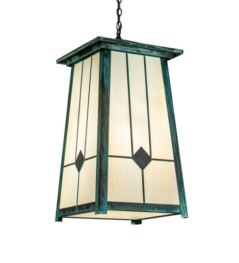 Porte Cochere Four Light Pendant in Craftsman Verdi And Verdi Over Timeless (57|218696)