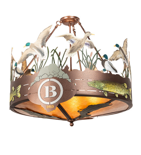 Boulders Six Light Semi-Flushmount in New Copper Vein & Hand Paint (57|199536)