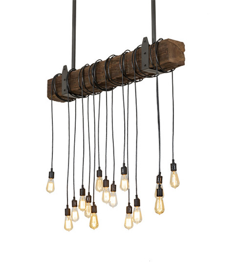 Wood Beam 15 Light Pendant in Natural Wood,Wrought Iron (57|198209)