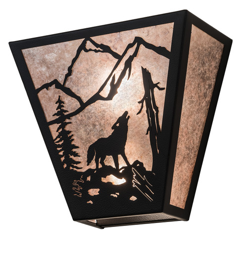 Wolf On The Loose Two Light Wall Sconce in Black Metal (57|196969)