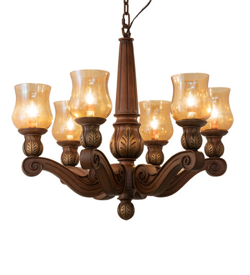 Kendall Six Light Chandelier in Portsmouth Cherry W/ Gold Wash (57|18983)