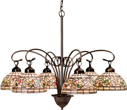Tiffany Turning Leaf Six Light Chandelier in Mahogany Bronze (57|18715)