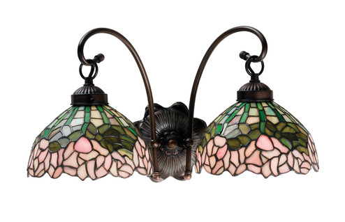 Tiffany Cabbage Rose Two Light Wall Sconce in Mahogany Bronze (57|18712)