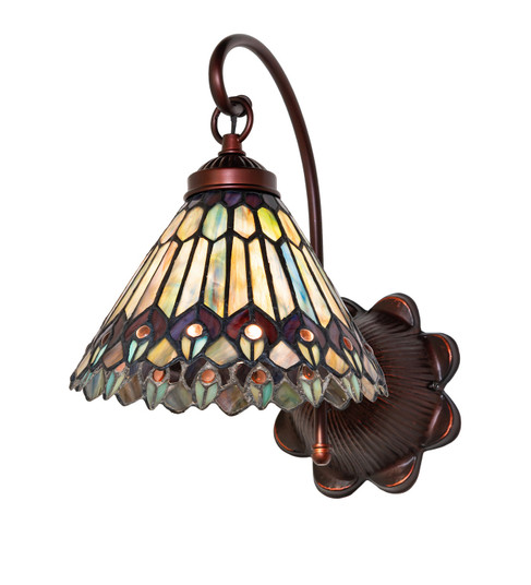 Tiffany Jeweled Peacock One Light Wall Sconce in Craftsman Brown (57|18525)