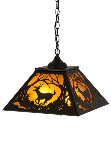 Deer At Dawn Two Light Pendant in Textured Black/Amber Mica (57|180042)