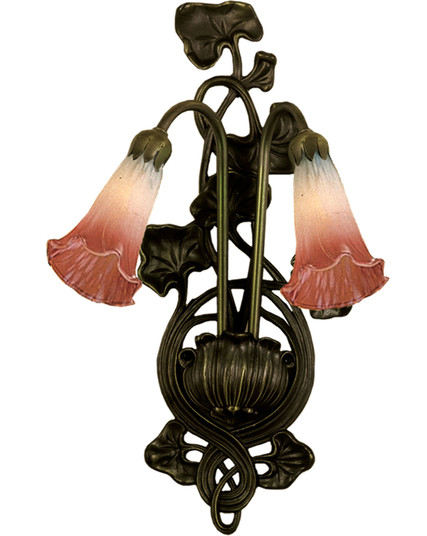 Pink/White Pond Lily Two Light Wall Sconce in Bronze (57|17616)
