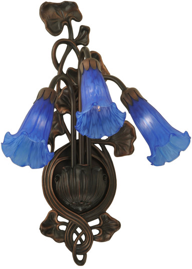 Blue Pond Lily Three Light Wall Sconce in Mahogany Bronze (57|17234)