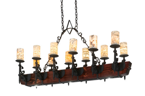 Tudor 15 Light Oblong Chandelier in Natural Wood,Wrought Iron (57|167878)