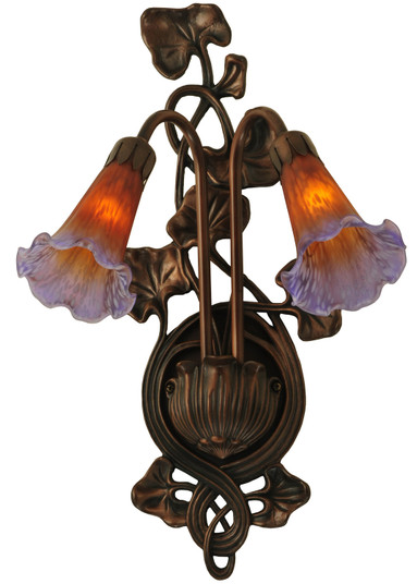 Amber/Purple Pond Lily Two Light Wall Sconce in Mahogany Bronze (57|16637)