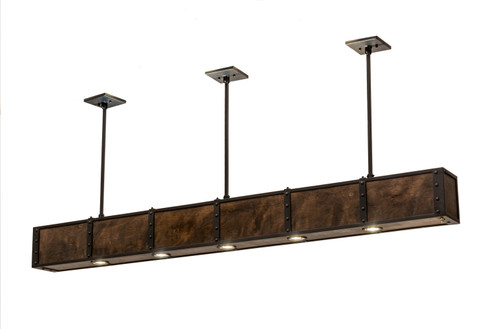 Giradeau Nine Light Pendant in Black Metal,Natural Wood (57|165255)