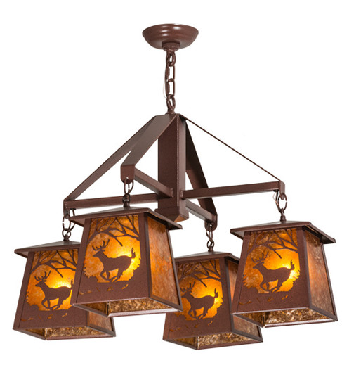 Deer At Dawn Four Light Chandelier in Rust (57|164573)