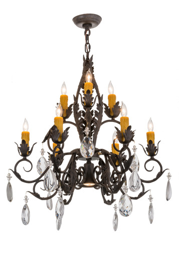 New Country French Ten Light Chandelier in Chestnut Textured (57|162815)