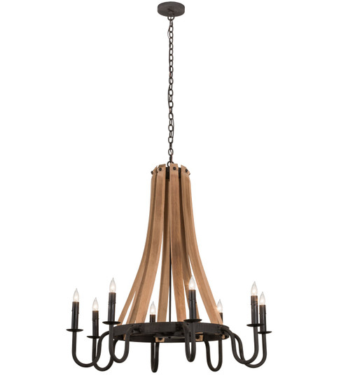 Barrel Stave Eight Light Chandelier in Costello Black (57|160700)