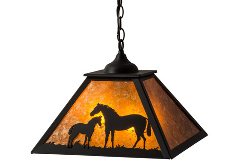 Mare & Foal Two Light Pendant in Black Metal (57|160470)