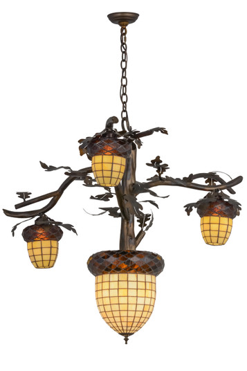 Acorn Branch Four Light Chandelier in Dark Burnished Antique Copper (57|160189)
