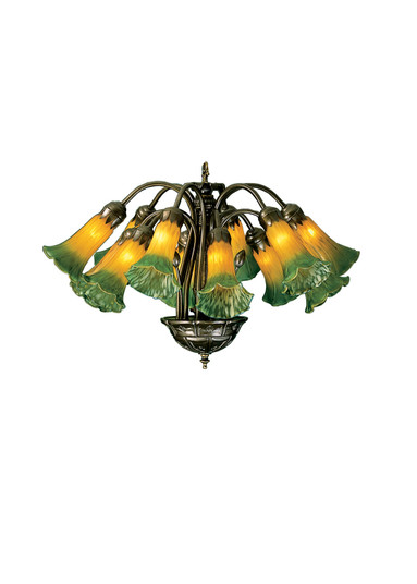 Amber/Green Pond Lily 12 Light Chandelier in Mahogany Bronze (57|15997)