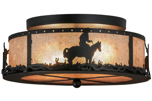 Cowboy & Steer Two Light Flushmount in Textured Black (57|158522)