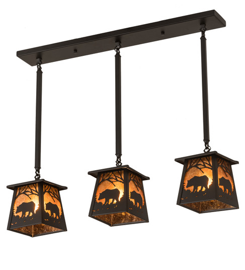 Bear At Dawn Three Light Island Pendant in Textured Black (57|15748)