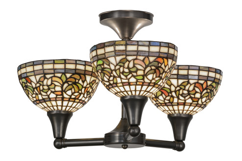 Tiffany Turning Leaf Three Light Flushmount in Craftsman Brown (57|154475)