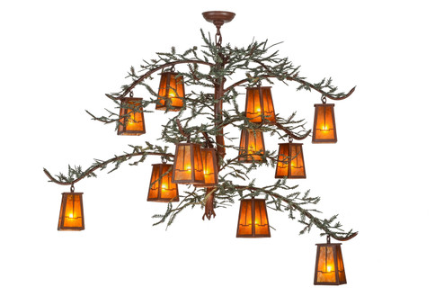 Pine Branch 12 Light Chandelier in Rust/Green Branches (57|153180)