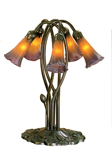 Amber/Purple Pond Lily Five Light Accent Lamp in Mahogany Bronze (57|14962)