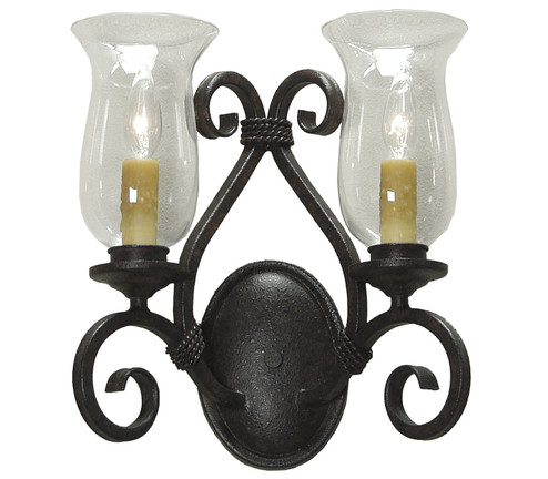 Calvis Two Light Wall Sconce in Black Metal (57|146395)