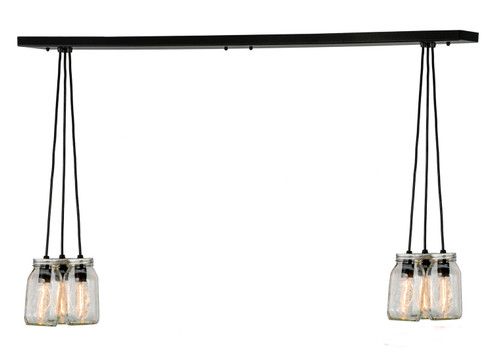 Mason Jar Six Light Island Pendant in Black Metal (57|145076)