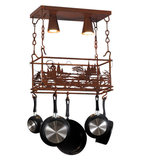 Fly Fishing Creek Two Light Pot Rack in Rust (57|143744)