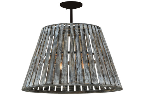 Peach Basket Two Light Pendant in Weathered Wicker (57|142776)