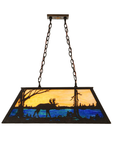 Moose At Lake Six Light Oblong Pendant in Dark Roast (57|142396)