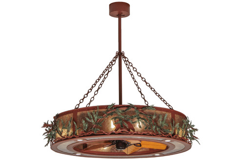 Northwoods Bear 12 Light Chandel-Air in Rust/Green Branches Ob/Lok (57|142069)