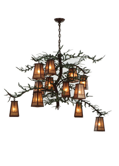 Pine Branch 12 Light Chandelier in Rust/Green Branches (57|141512)